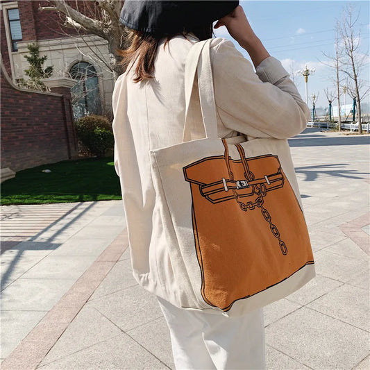 Bags for Women 2025 Trend Creative Designer Canvas Shoulder Bag Reusable Shopping Bags Casual Tote Female Handbag Shopper