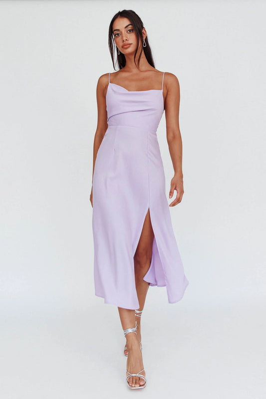 Suki Front Split Midi Dress Lilac